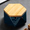 Creative Ceramic Ashtray Diamond Shaped Copper Buckle Storage Box with Lid Living Room Anti Fly Ash Home Decoration Accessories