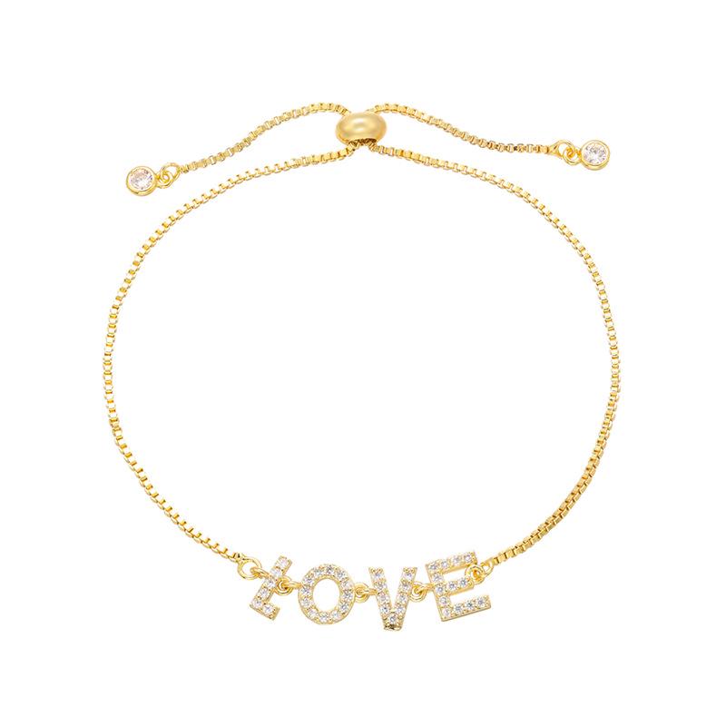 Micro-Inlaid Letter Bracelet Connector for DIY Necklace/Bracelet Accessories