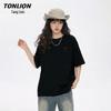 TonLion Women's Pure Cotton Loose-Fit Round Neck Short Sleeve T-Shirt