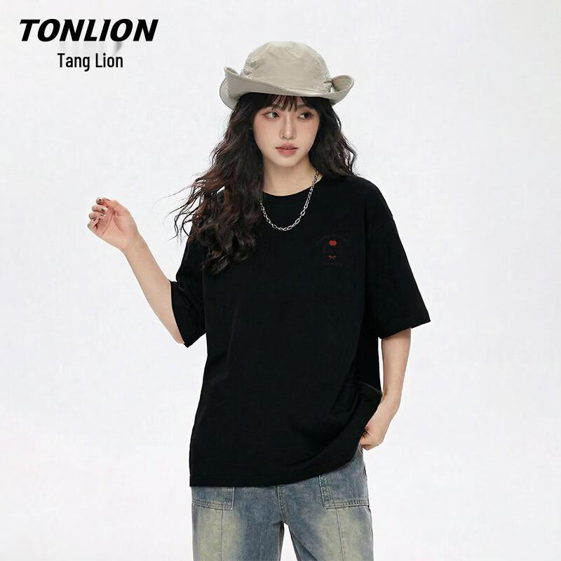TonLion Women's Pure Cotton Loose-Fit Round Neck Short Sleeve T-Shirt