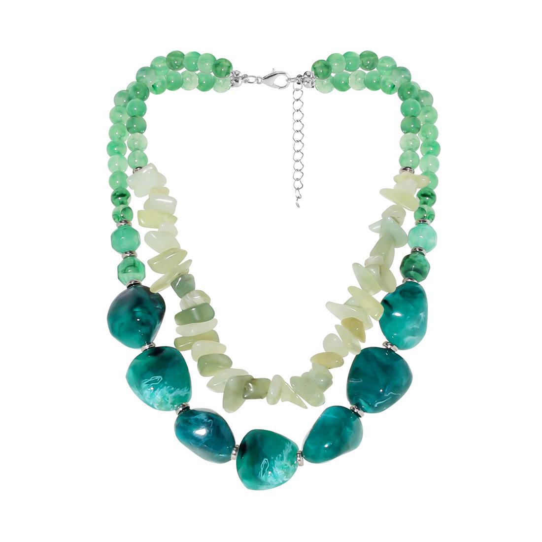 

Винтажное нерегулярное зеленое смоляное ожерелье с бусинами, преувеличенное колье для женщин, аксессуары