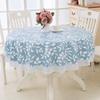 Pastoral Style PVC Tablecloth Lace Hem Printed Design Waterproof Tablecloth Flower Pattern Oil Resistant Round Table Cover