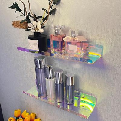 Color Acryl Wall Mounted Type Storage Rack Rainbow Color Acrylic Floating Shelves Strong Wall Mounted Display for Organizing