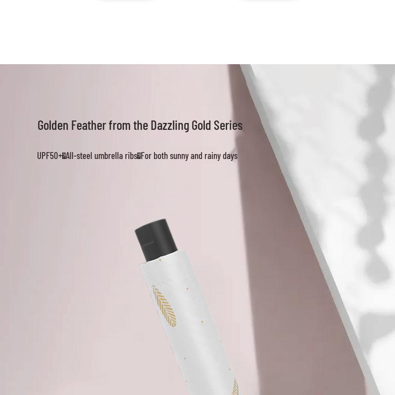 Třídílný vinylový deštník s ražbou zlatem - Skládací sluneční clona a ochrana proti dešti s logem