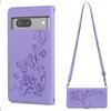 Elegante Schmetterling-Blumen-Flip-Leder-Handyhülle für Google Pixel 7 Mit langem Schultergurt und Handgelenkschlaufe