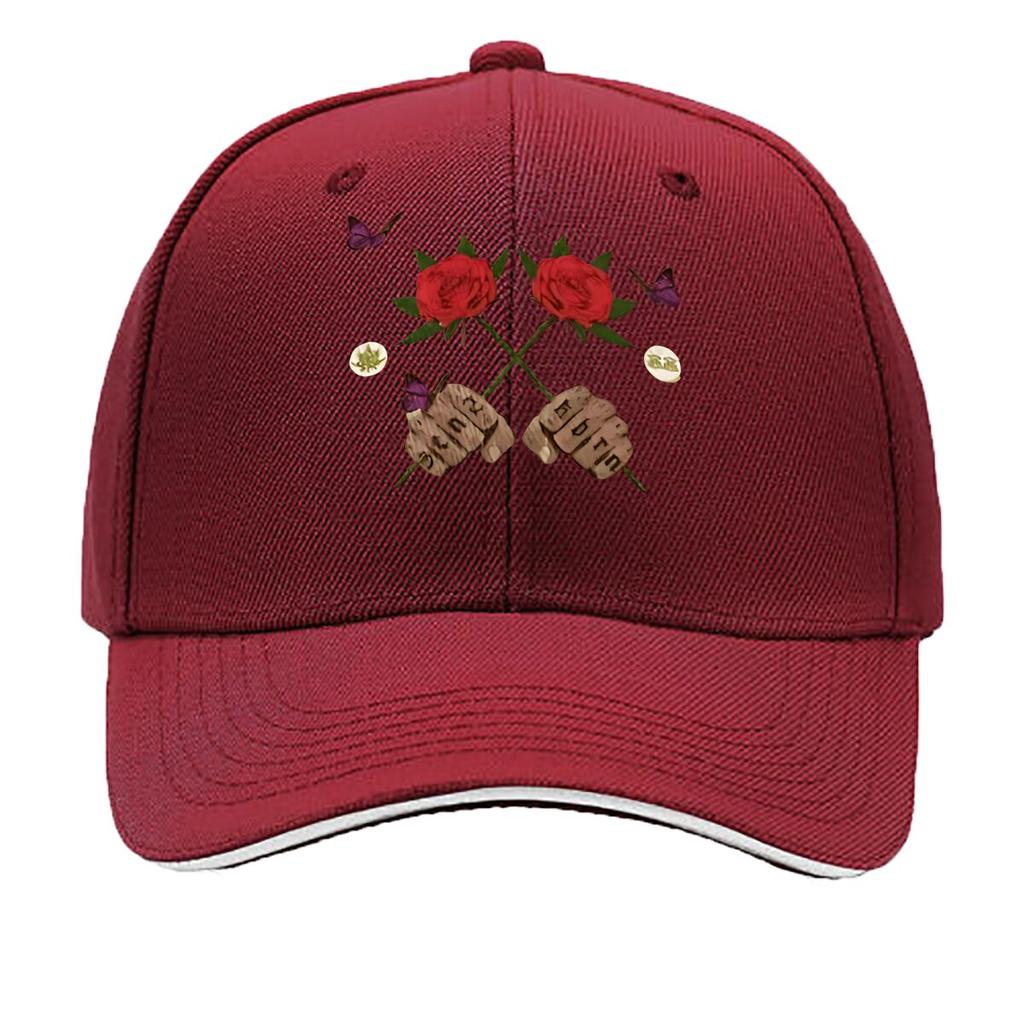Artificial Red Rose Home Decor With Butterflies Wooden Accents Hip Hop hat Fashion Outdoor Sports Sandwich Baseball Cap