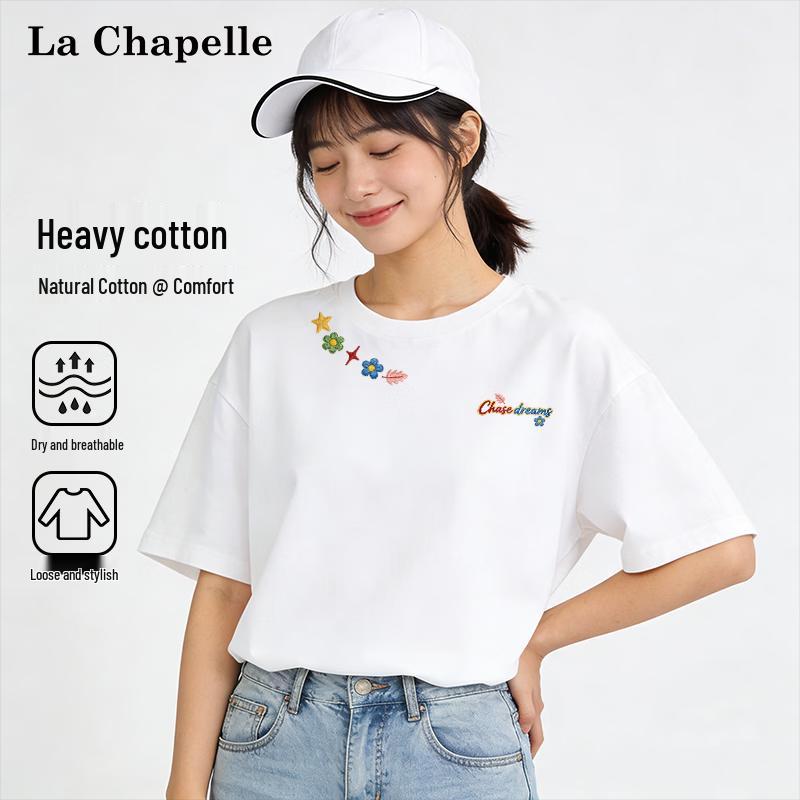 La Chapelle Women s Pure Cotton Dream Chasing Flower Print T-shirt S