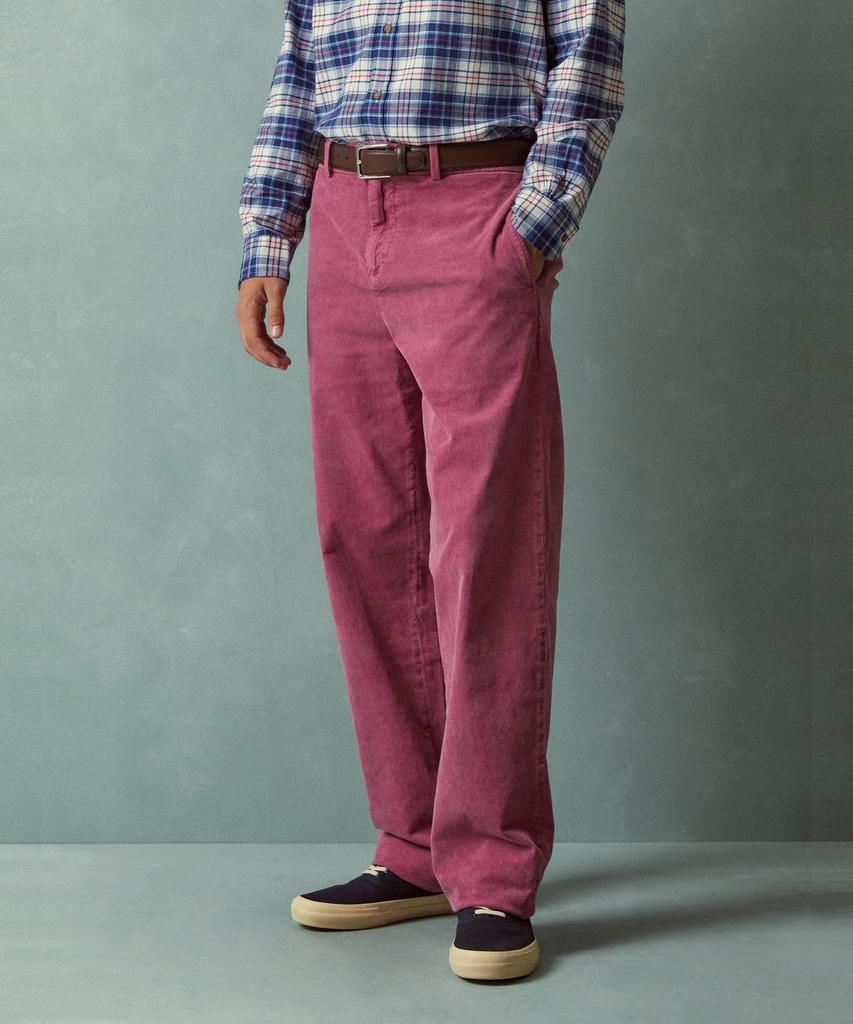 Pantaloni Chino in Velluto a Coste Brooks Brothers, Vestibilità Ampia, Tinto in Capo (Rosa) (Bbpcmnf405)