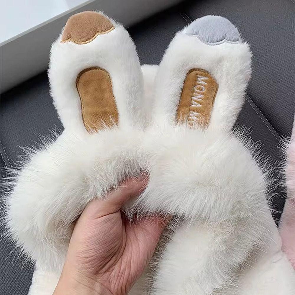 Windproof Scarf Cap Rabbit Ears Warm Cap Cute Plush Scarf Hat  Autumn Winter