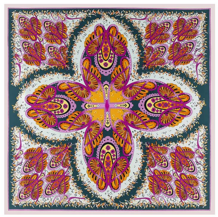 New Arrival Square Silk Ladies Luxury Brand Twill Scarf Shawl Butterfly Print  130*130CM Winter Scarf Women