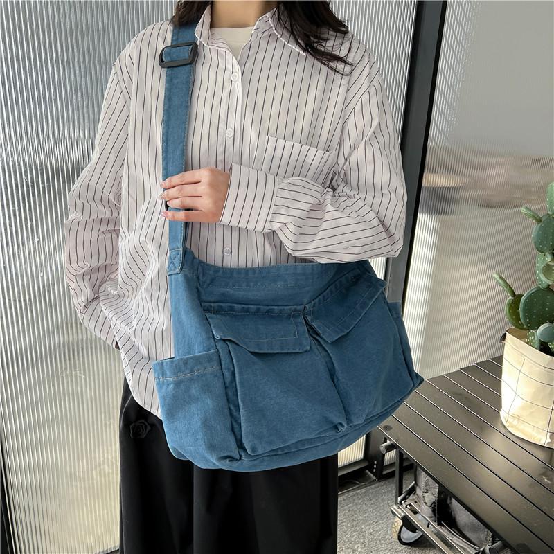 Джинсовая сумка Женская большая вместительная сумка через плечо Студенческая сумка через — фото 17