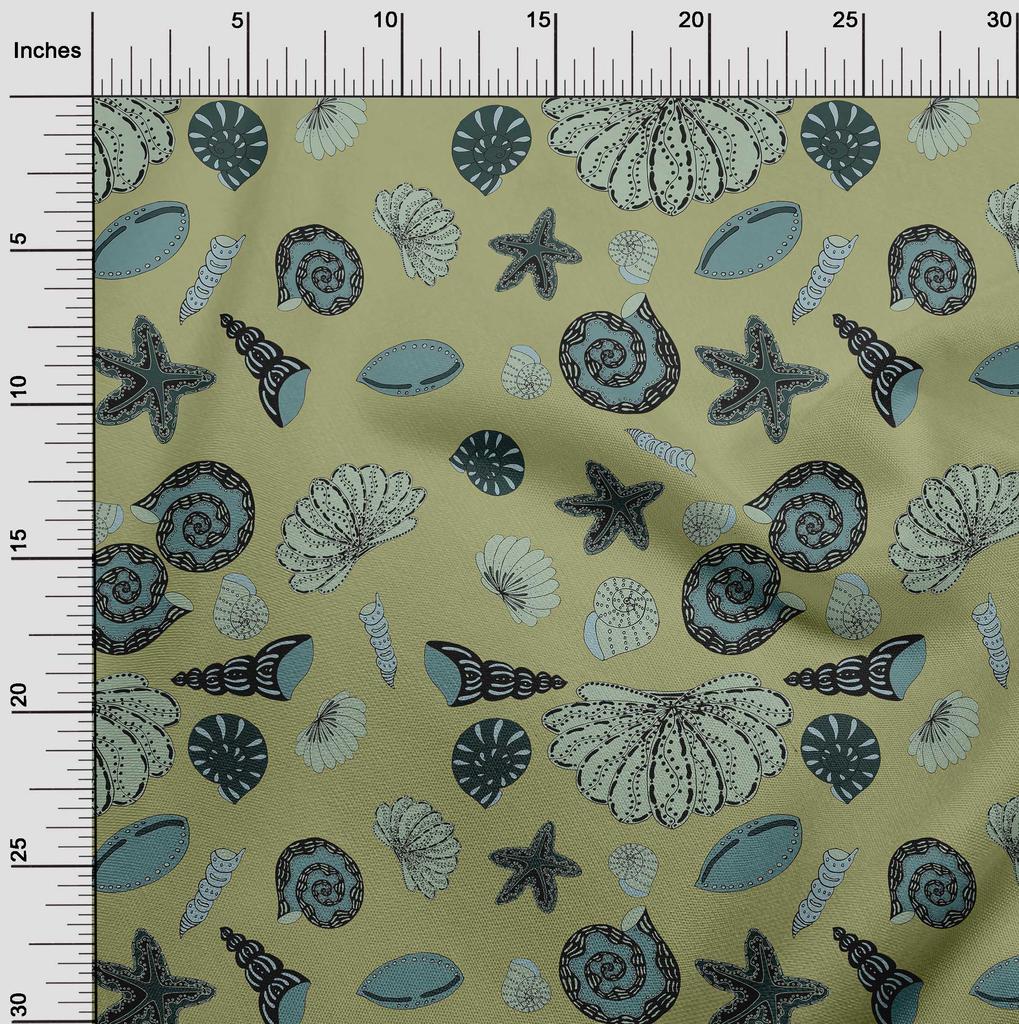 oneOone Popelina bawełniana, zakurzona zielona tkanina, morskie projekty do szycia, nadruki na tkaninie, 42 cale