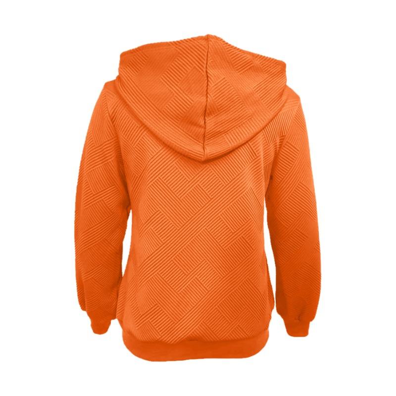 Women Solid Color Loose Long Sleeve Zipper Hooded Knit Jacket