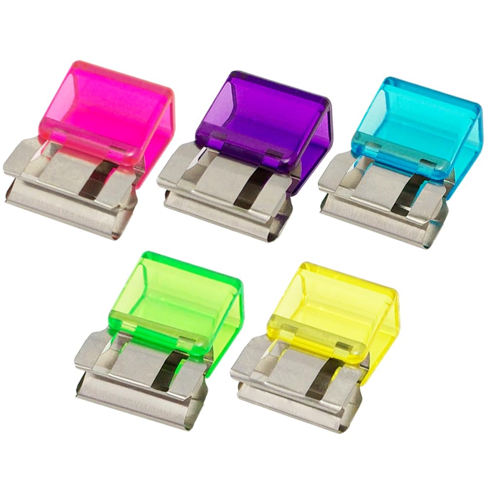 TOHKIN Klare Schiebeklammern Gemischtes Paket für Dokumentenhalter 60 Blatt SCC-L5M, Farben, Groß, 5, Organizer,