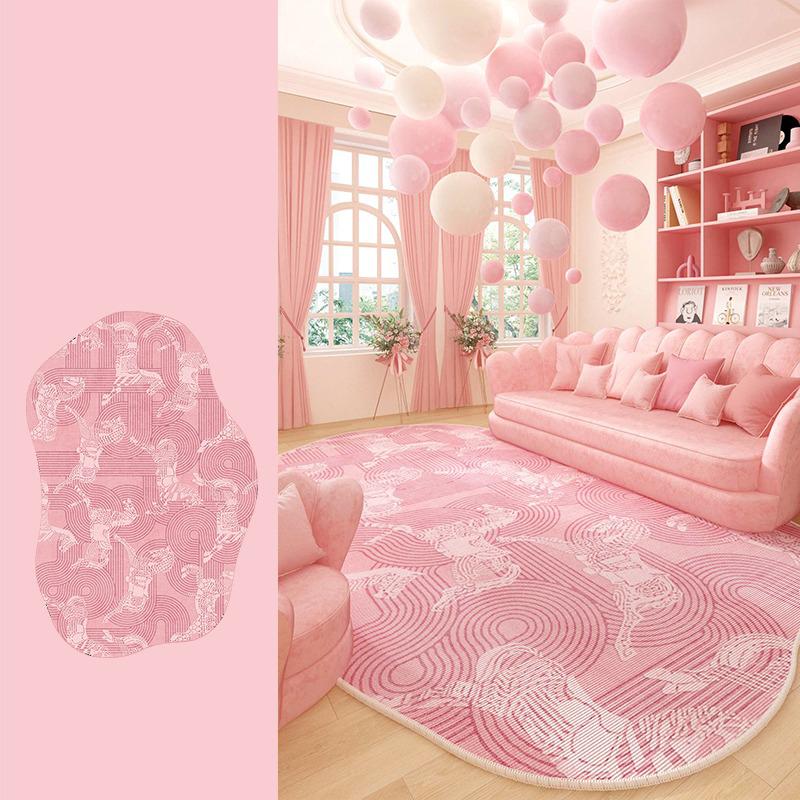 Living Room Carpet Large Size Pink Irregular Rug Bedside Floor Mat Zebra Animal Pattern Home Decoration Rugs Alfombra De Salón
