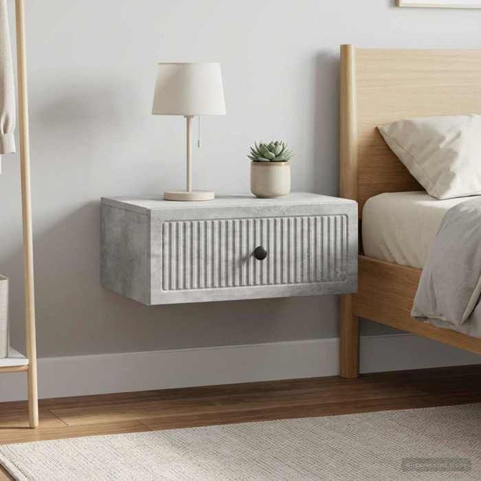 Cabinet de chevet - MAISON EXCLUSIVE - 2 pièces - Gris béton - Bois d'ingénierie - Vintage