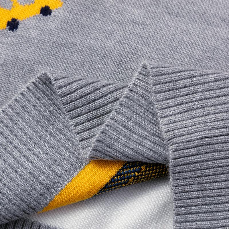 European and American children's clothing autumn and winter children's sweater boys' foreign cartoon trolley crew neck bottom pullover knitted sweater