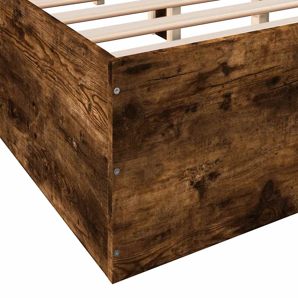 Bed Frame Smoked Oak 150x200 Cm Engineered Wood