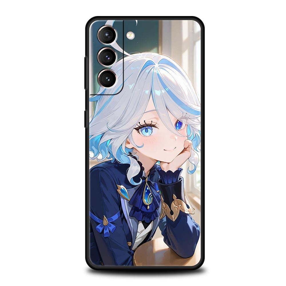 Genshin Impact Lovely Furina Phone Case For Samsung Galaxy S25 Edge S24 S23 S22 S20 Ultra S21 FE 5G S10 Plus Soft TPU Cover