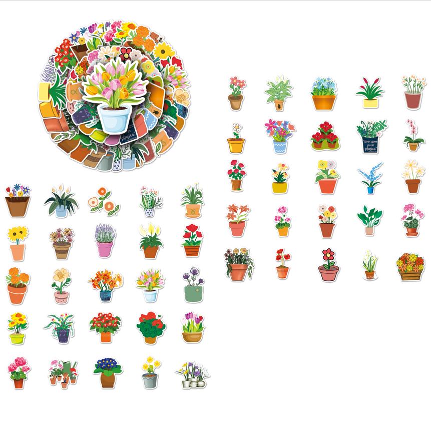 50 Stück Blumenaufkleber, wasserfeste ästhetische Blumenaufkleber für Wasserflaschen, Laptop, Scrapbooking, Journaling, süße Blumenaufkleber für Erwachsene, Frauen, Teenager