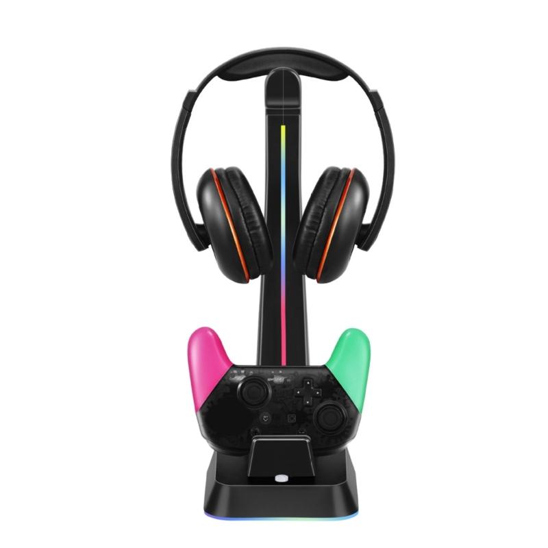 

Charging Station with Headphone Holder for Gamepad Controller Charging Stand Base Built In LED Light