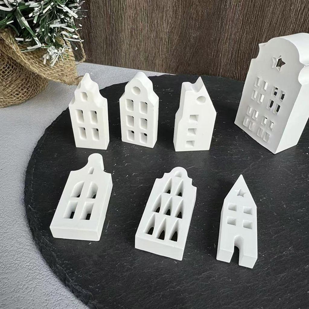 Desk Ornament Mould Flexible Silicone Mold for Miniature House Shaped Decoration Gypsum Molds Jewelry Making Supplies