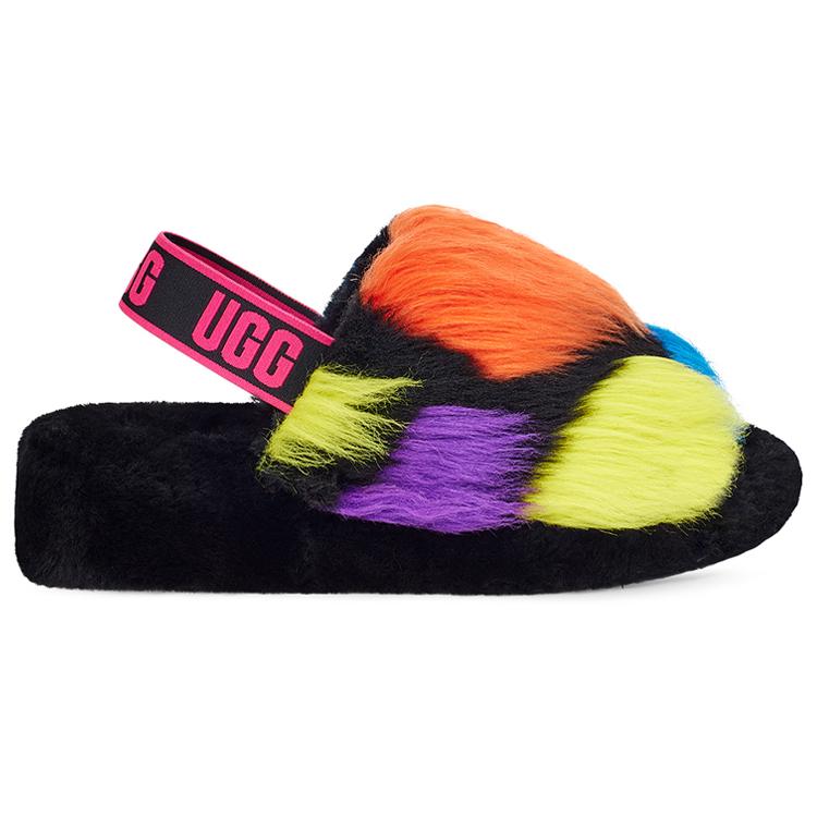 UGG Dámské Fluff Yeah Slide 'Party Spots' 1125006-BLK