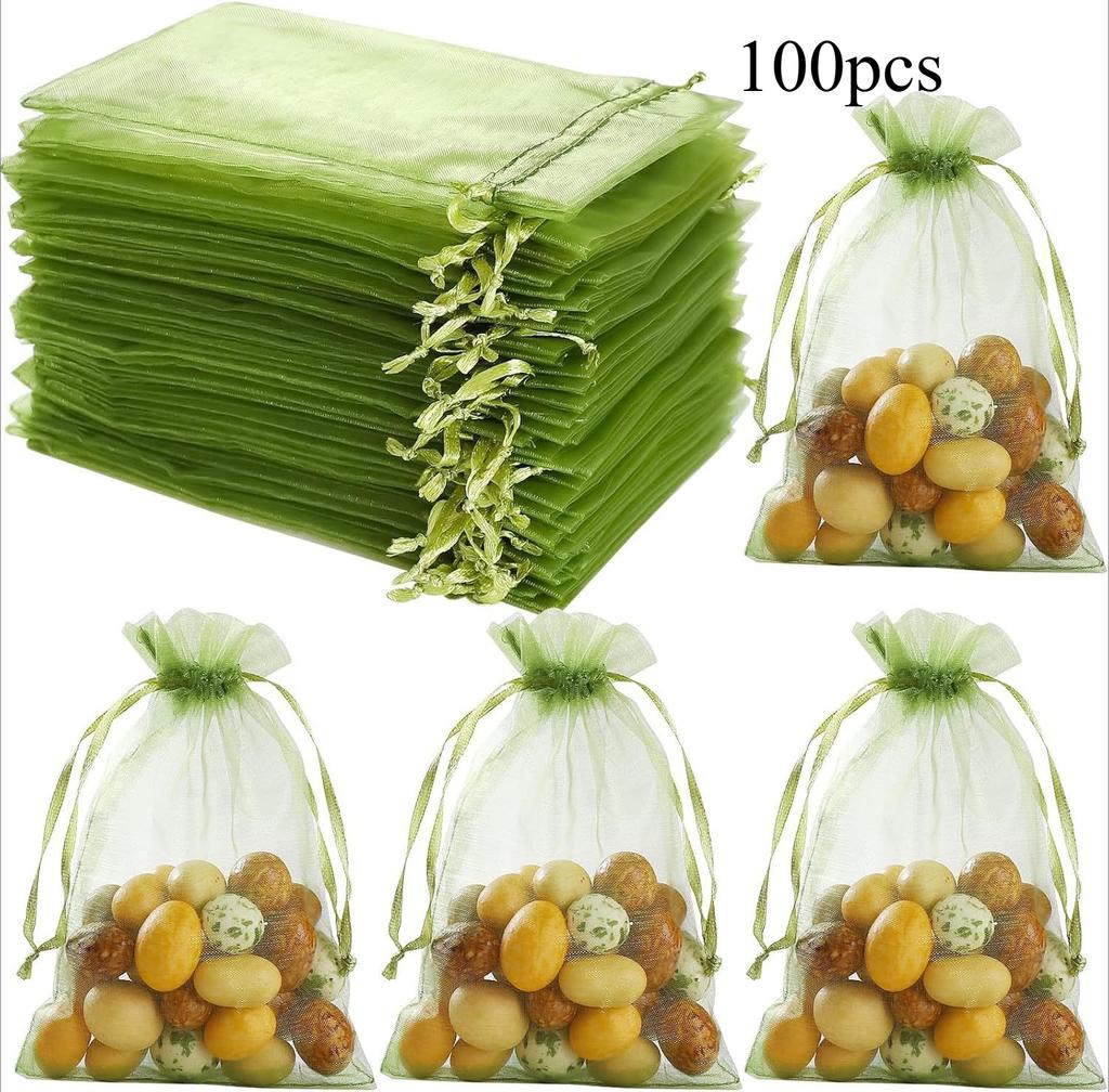 100 Stück/Los Organza Kordelzugbeutel 7x9 9x12 13x18 15x20 Kleine Geschenkbeutel für Hochzeit Schmuck Party Dekoration Verpackung