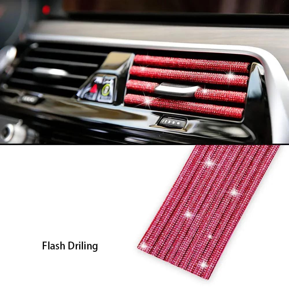 1/10Pcs Diamond Car Air Conditioner Outlet Strip Drill U Shape Rhinestone Clip Decoration Shiny Crystal Trim Strip Accessories
