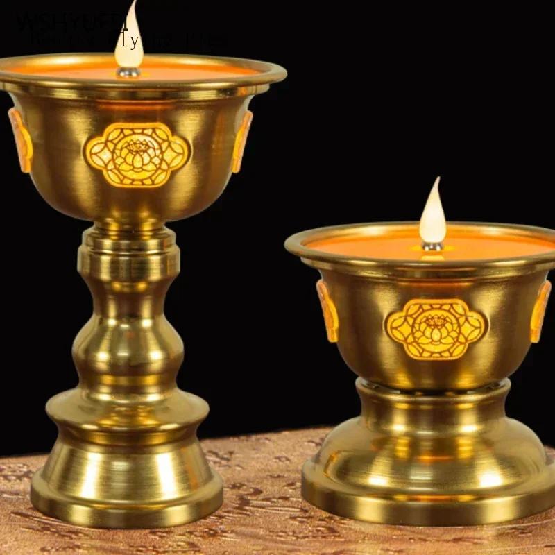 Simulated Candlestick Alloy Buddhist Temple Offerings Buddhist Artifacts Living Room Decoration Plug In 110V~220V