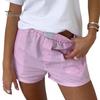 Women Summer Shorts Striped Print High Elastic Waist Retro Loose Above Knee Length Casual Sport Homewear Short Pants