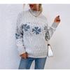 European & American Women's 2024 Autumn/Winter Snowflake Sweater - Casual Long-Sleeved Knitwear with Half-High Collar