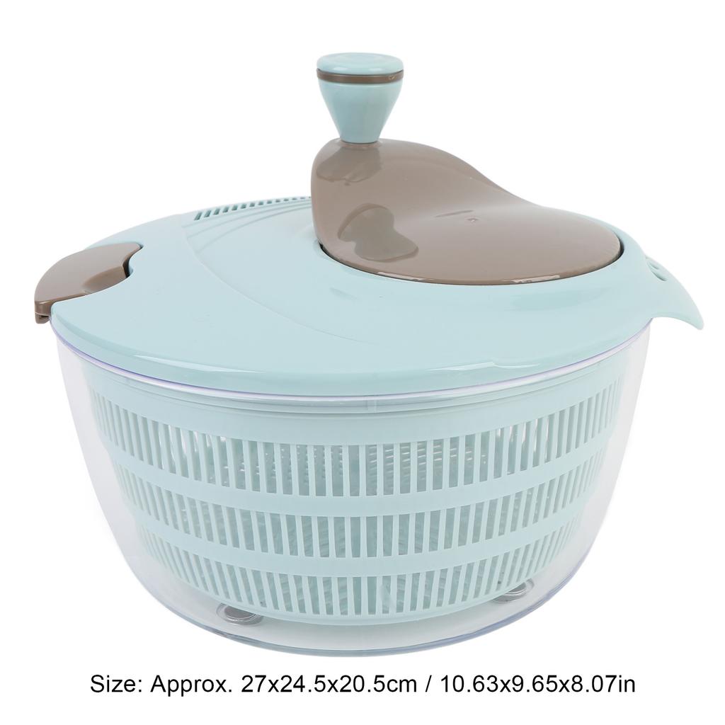 4L Fruit and Vegetable Washer Salad Drier Hand Crank Vegetable Dryer with Dual Drainage Holes for Kitchen