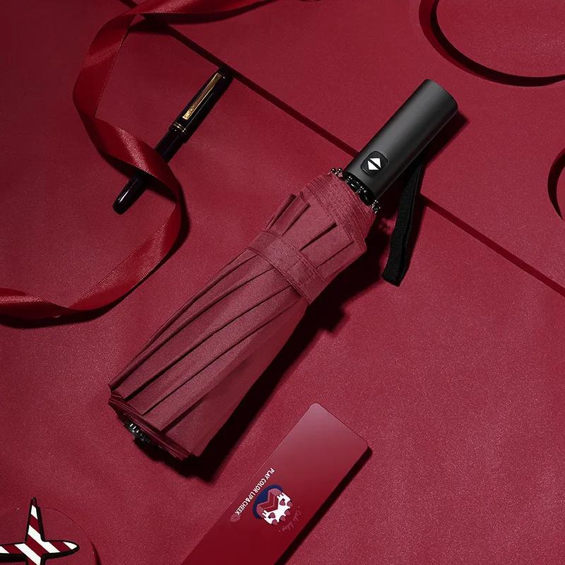 12 Ribs Automatic Open Close Sunshade Umbrella Large Business Glue Sun Protection Fold Sun Umbrella Advertising Logo Printing