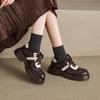 Krazing Pot Sheepskin Round Toe Med Heels Slip on Spring Autumn Shoes Big Size 41 Lace Up Mixed Color Oxford Women Pumps