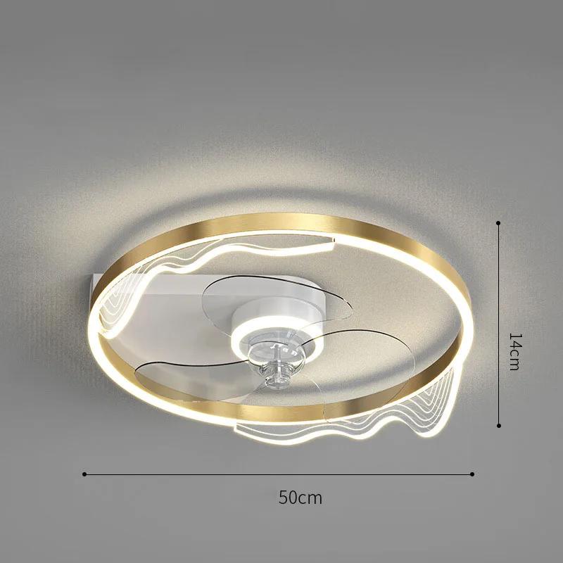Nordic Bedroom Ceiling Fan Light Remote Control Invisible Blade Silent Ceiling Light Home Decoration Low Floor Fan with Light