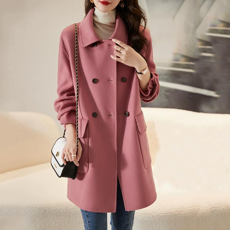 Cotton Woolen Coat Women's New Autumn and Winter Thickened Korean Version Slim and Thin Medium and Long Woolen Coat