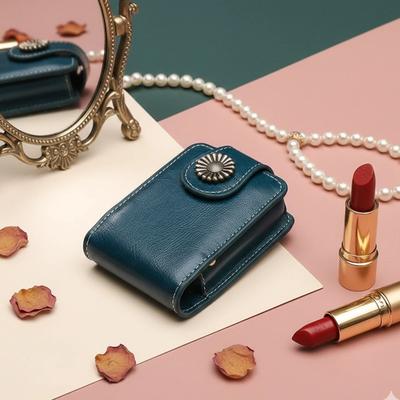Mini trousse de maquillage Portable pour rouge à lèvres avec miroir Mode Rétro Sac de maquillage Pochette de rangement Rangement pour femme Fille