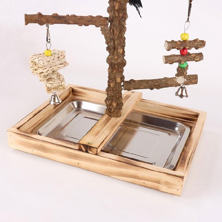 Pet Bird Cage Perch Stand Swing Parrots Swing Gym Toy with Tray+Food Cups