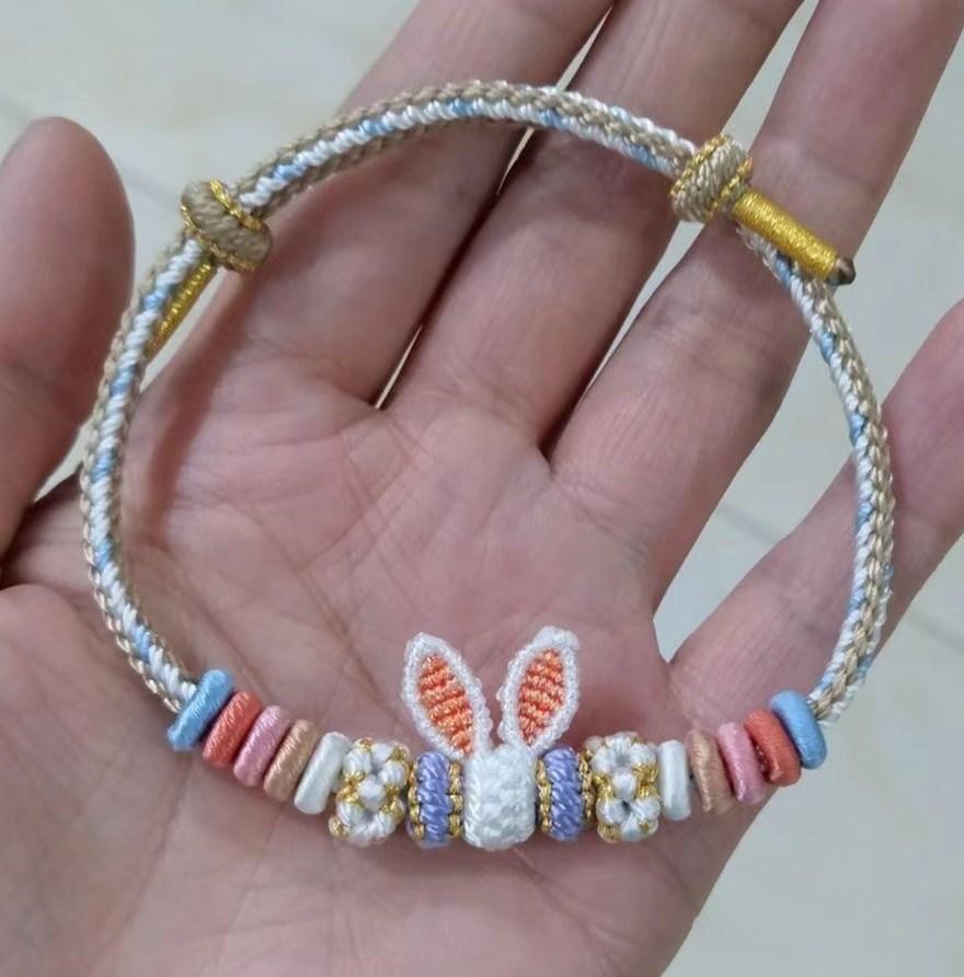 Hand Rope, Rabbit Ear Finished Bracelet Rope Diy String Punching Accessories, Gifts