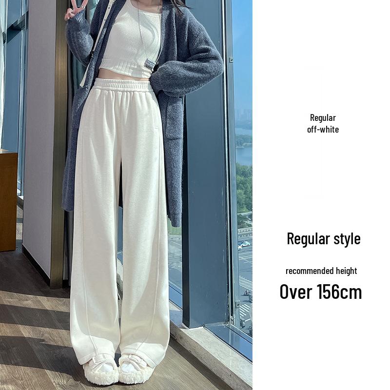 Autumn/Winter Plus Velvet Lambswool Thick Wide-Leg Elastic Casual Sports Pants 3XL (65-70 kg)