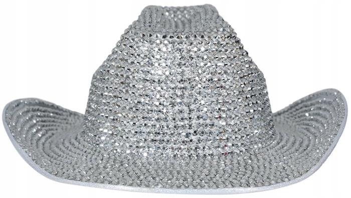 Shiny Silver Cowboy Hat with Crystals and Sequins for a Hen' Ball