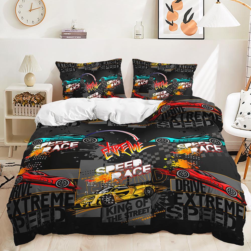 Three-Piece Racing Off-Road Vehicle Quilt Cover Two-Piece Bedding Kit For Boys