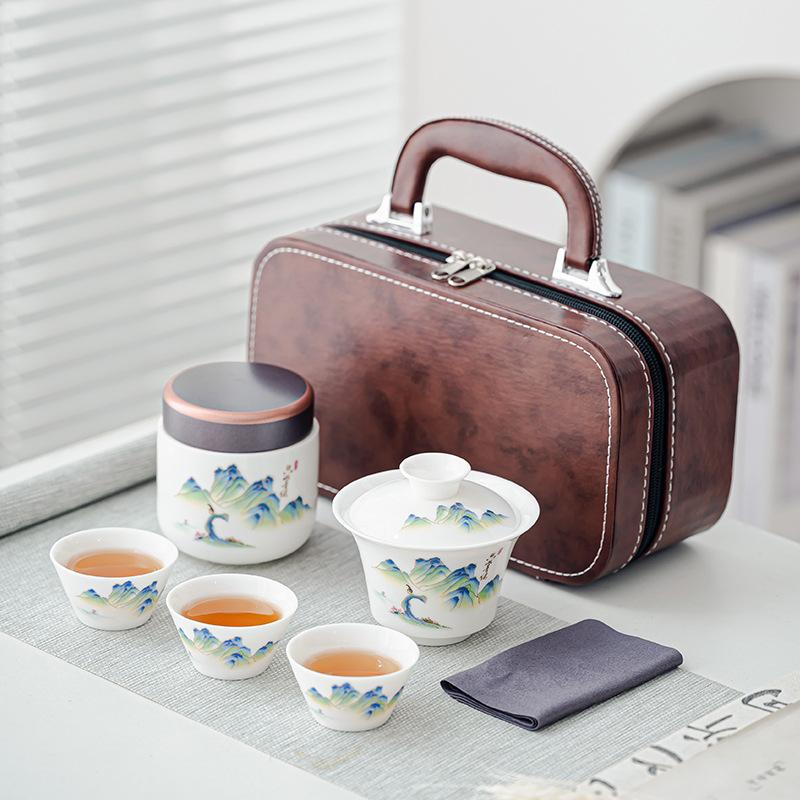 Travel tea set portable kung fu tea set outdoor teapot quick guest cup Mid-Autumn Festival gift gift