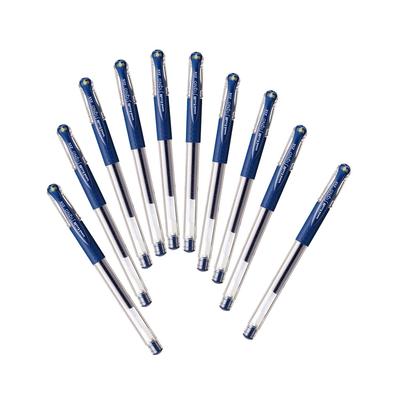 Mitsubishi Pencil Gel-Kugelschreiber, Uni-ball Signo, 0,38 mm, Blau-Schwarz, 10er-Set, UM151.64
