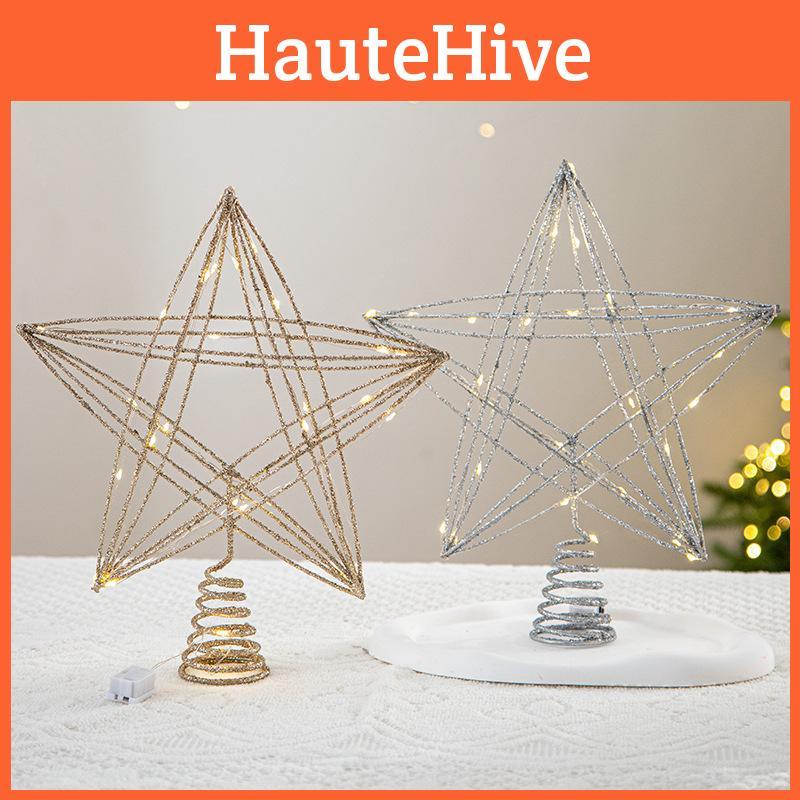 Christmas Tree Star Topper With Sparkling Metallic Material For Christmas Celebration