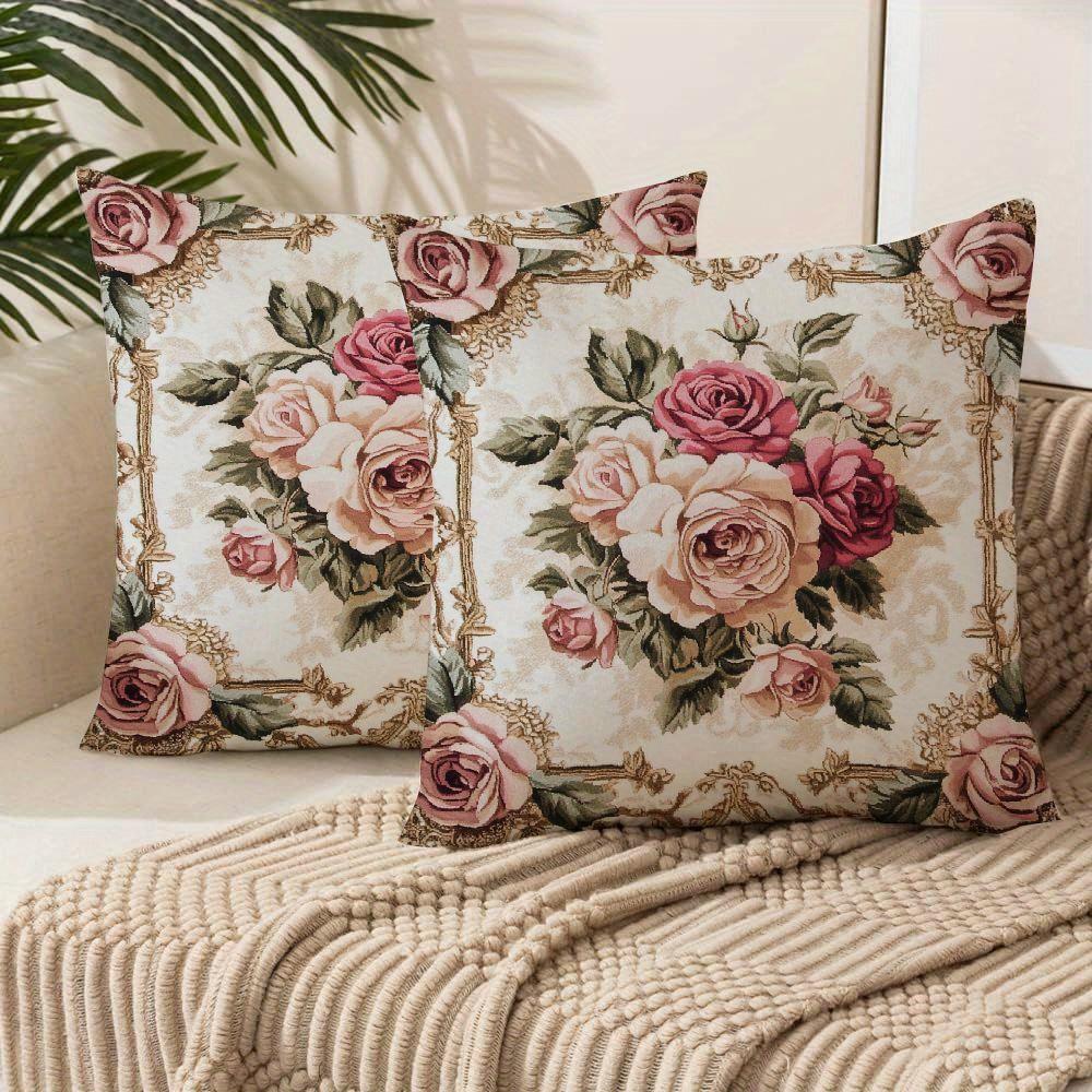

2PCS with Warm Holiday Design and Spring Flowers Single-sided Printed Pillowcase Machine Washable and Perfect for Home Decor