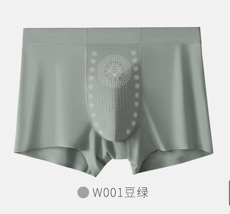 Men's Ice Silk Underwear with Antibacterial Crotch and Men's Flat Corner Shorts