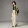 Demana Women's 100% Cotton Pleated Wide-Leg Casual Pants