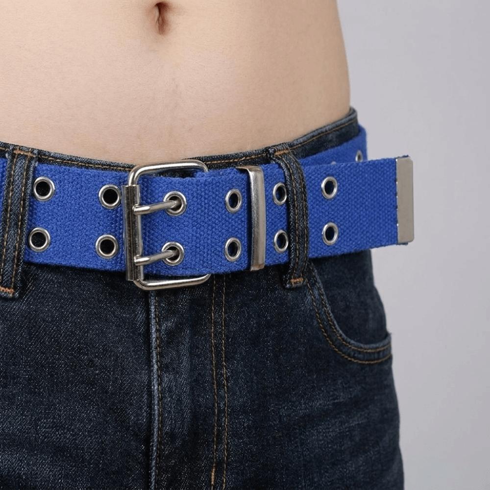 Double Row Men's Belt Nylon Double Row Buckle Belt Casual Woven Belts  Men Women